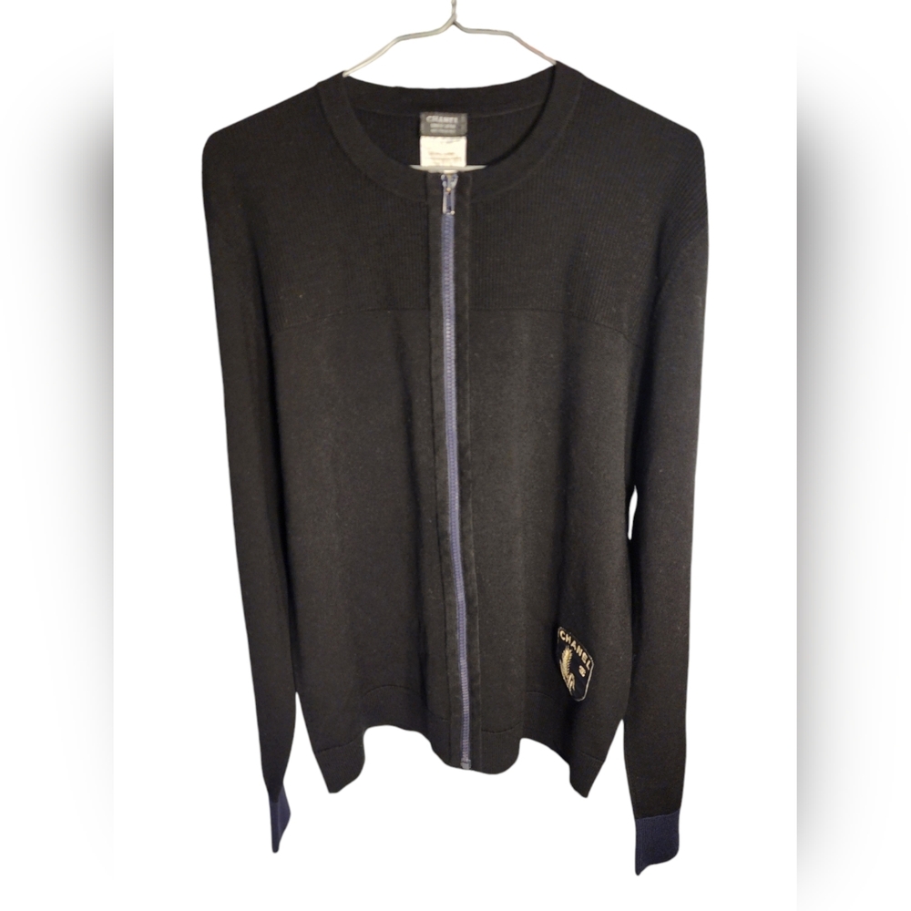 CHANEL, Cardigan zip, Large, Black/Navy(Great Condition)